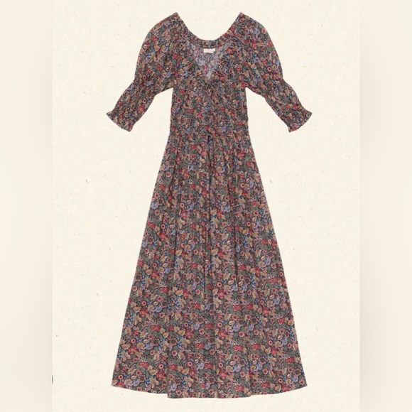 DÔEN Ischia shirred floral-print organic cotton-voile midi dress - Picture 6 of 10